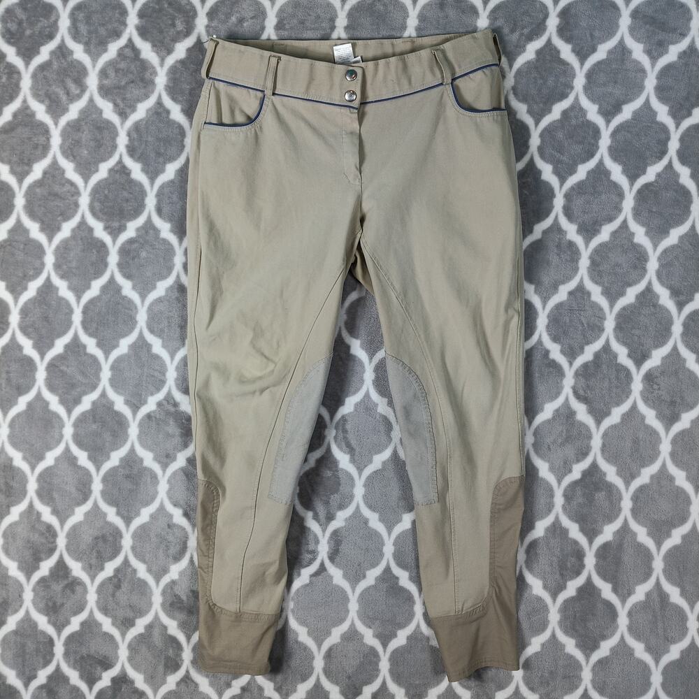 Dover Saddlery Riding Pants Women Size 34 Khaki Equestrian Breeches Stretch